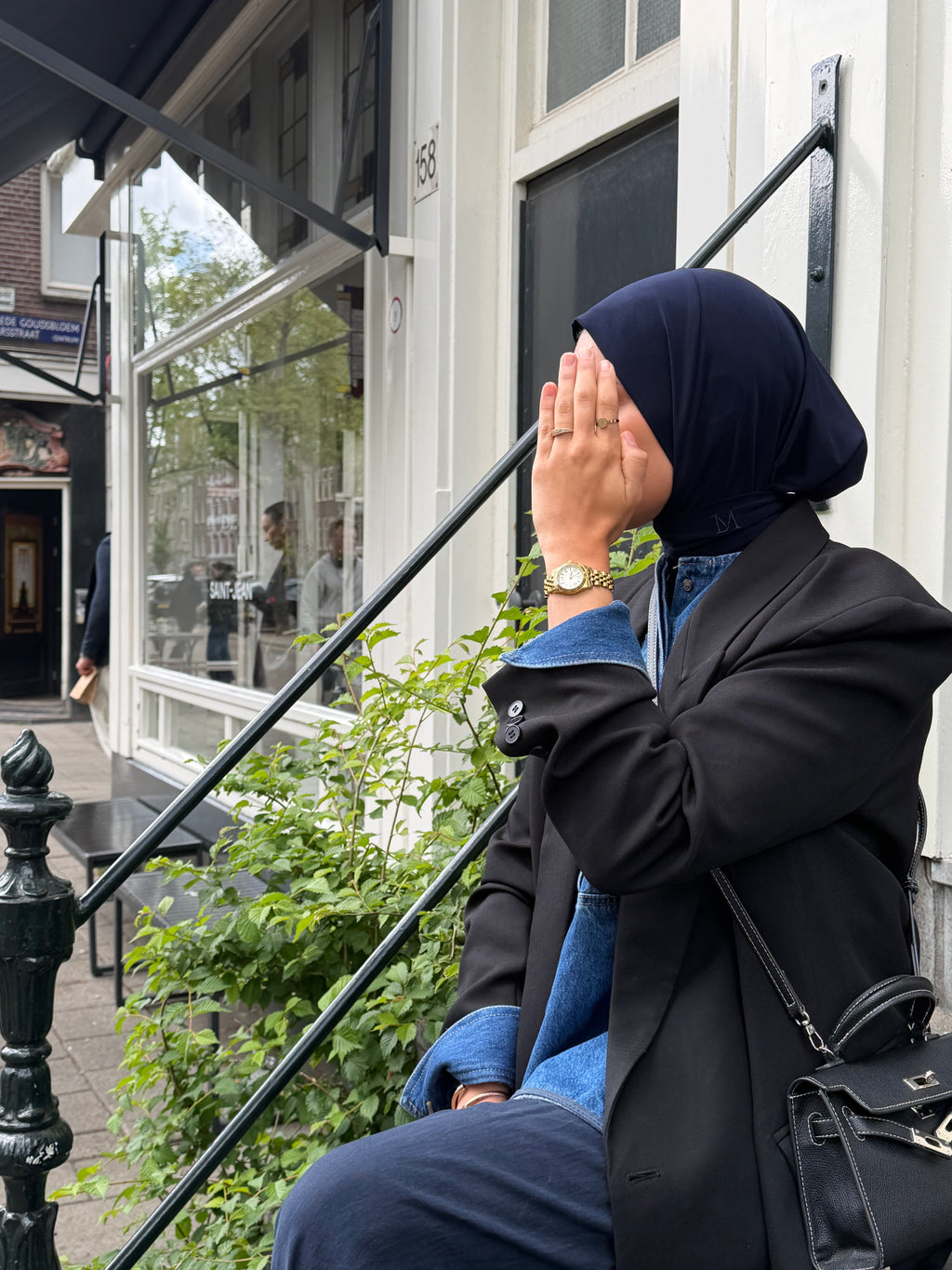Instant Hijab Jersey Navy Blue